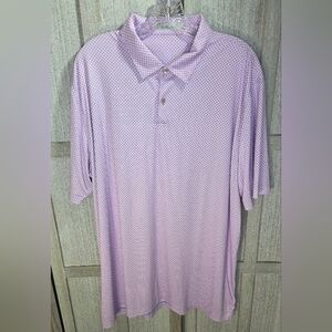 Peter Millar Mens Featherweight UPF 50+ Polo Shirt Size XL Pink/Purple Geometric
